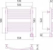Сунержа Аркус 00-0532-5050 | электрический полотенцесушитель 500x500 (левый)