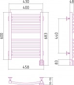 Сунержа Аркус 00-0530-6040 | электрический полотенцесушитель 600x400 (левый) скрытое подключение