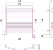Сунержа Аркус 00-0530-6060 | электрический полотенцесушитель 600x600 (левый) скрытое подключение